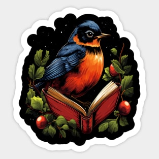 American Robin Reads Book Sticker